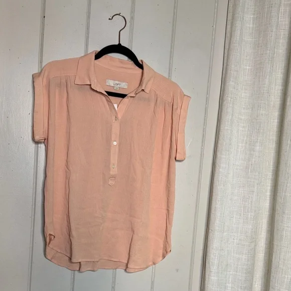 LOFT Peach Button-Down Shirt - Picture 1 of 4